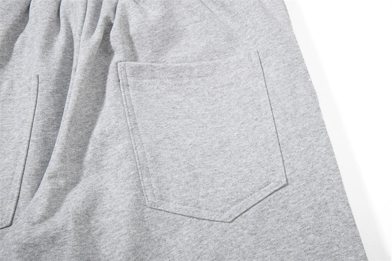 Men's Colorblock Double Waistband Wide-Leg Sweatpants with Embroidered Graphic