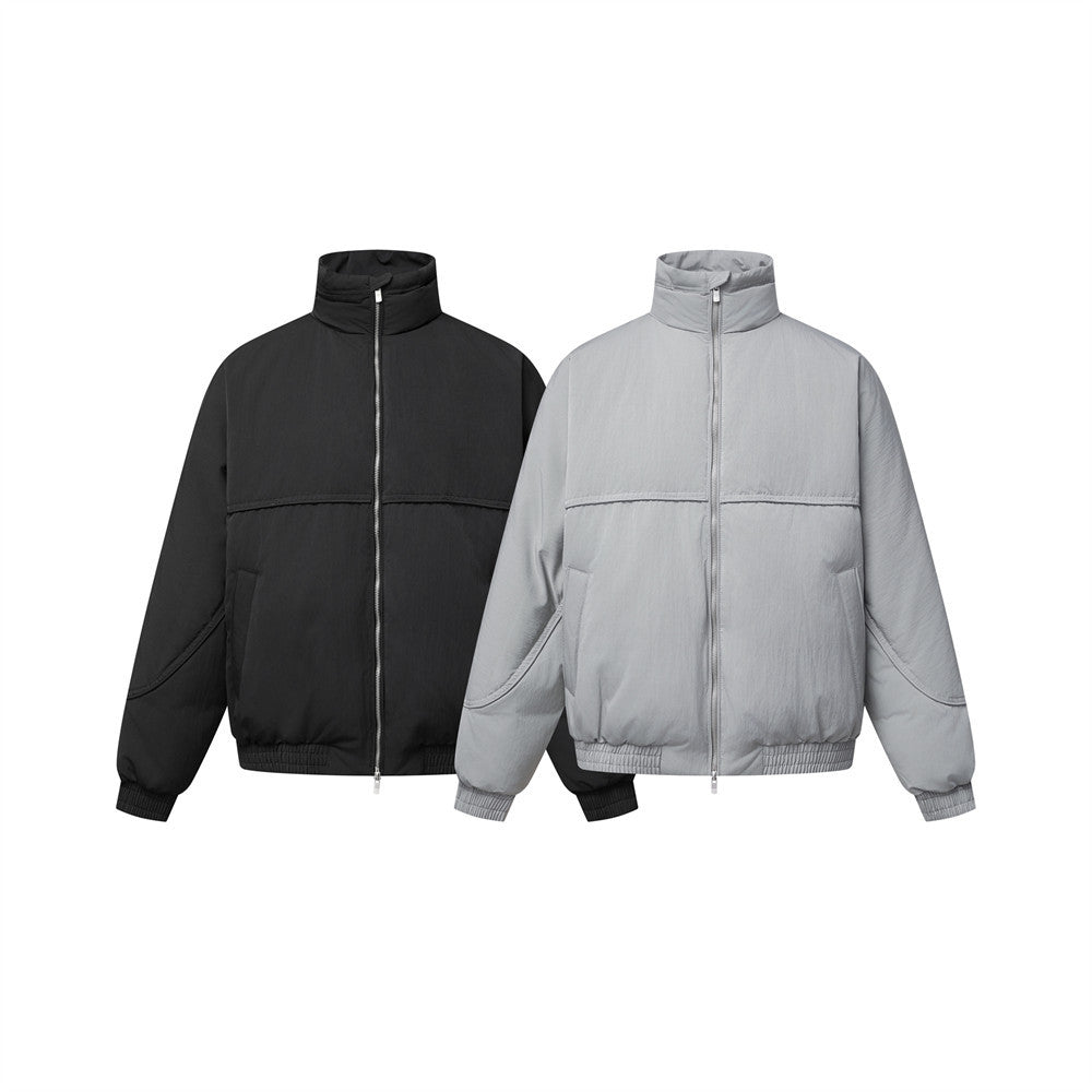 Men's Padded Stand-Collar Bomber Jacket with Double-Pull Zip