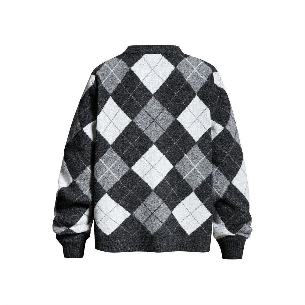 Gilet homme en maille argyle – Coupe oversize boutonnée