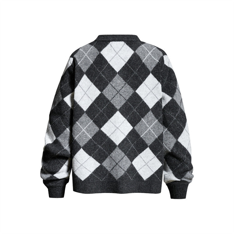 Gilet homme en maille argyle – Coupe oversize boutonnée