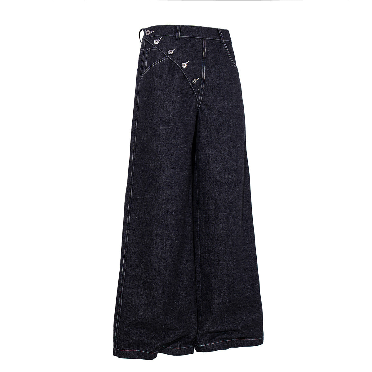 Ensemble veste et pantalon en jean – Veste boxy en denim indigo foncé asymétrique