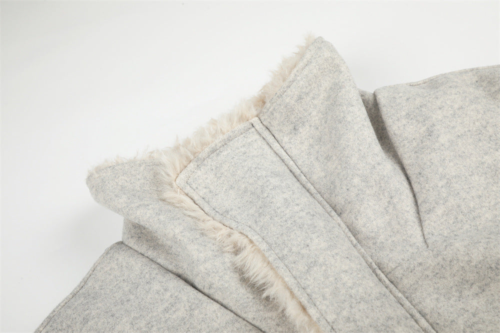 Men's Wool-Blend Sherpa-Lined Stand Collar Bomber Jacket