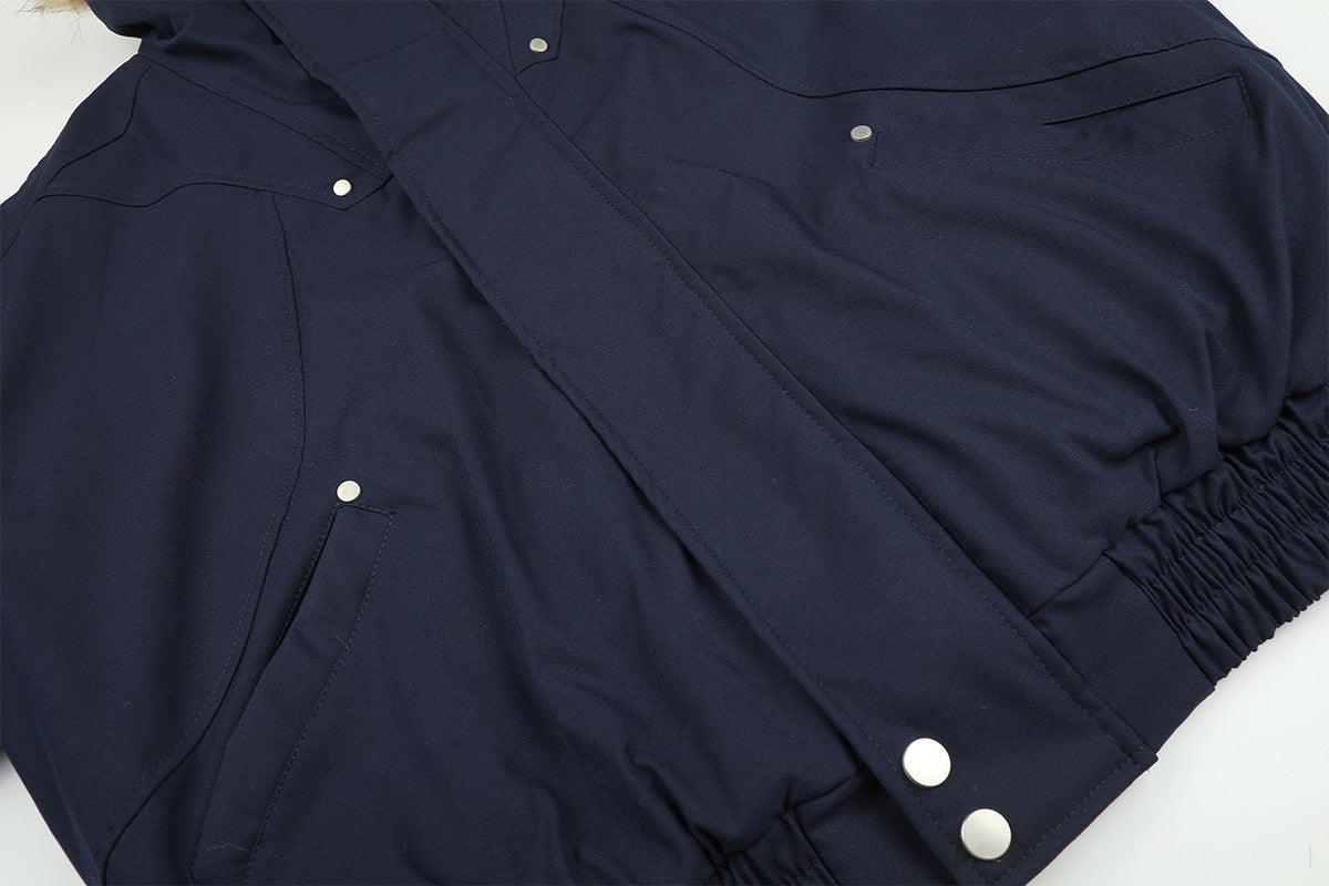 Chaqueta bomber acolchada para hombre con cuello de pelo sintético – Estilo universitario vintage americano