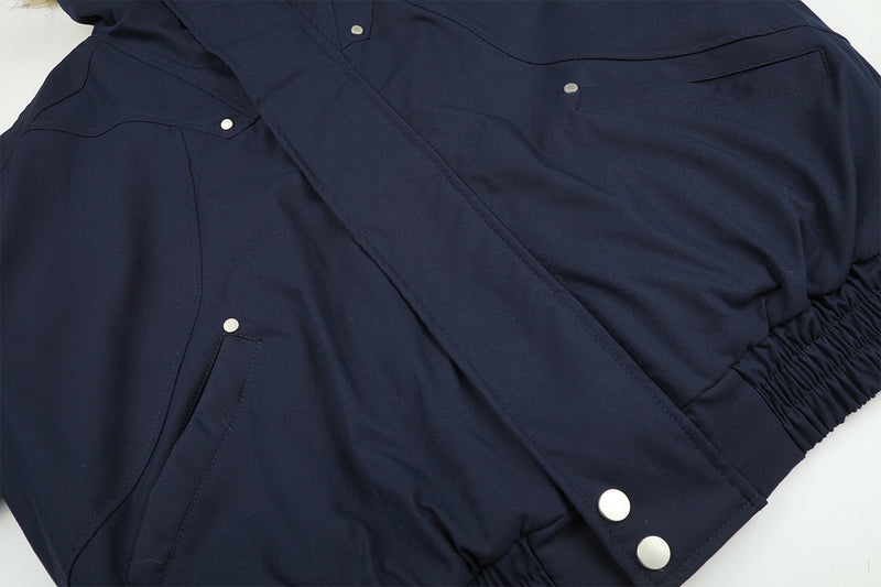 Chaqueta bomber acolchada para hombre con cuello de pelo sintético – Estilo universitario vintage americano