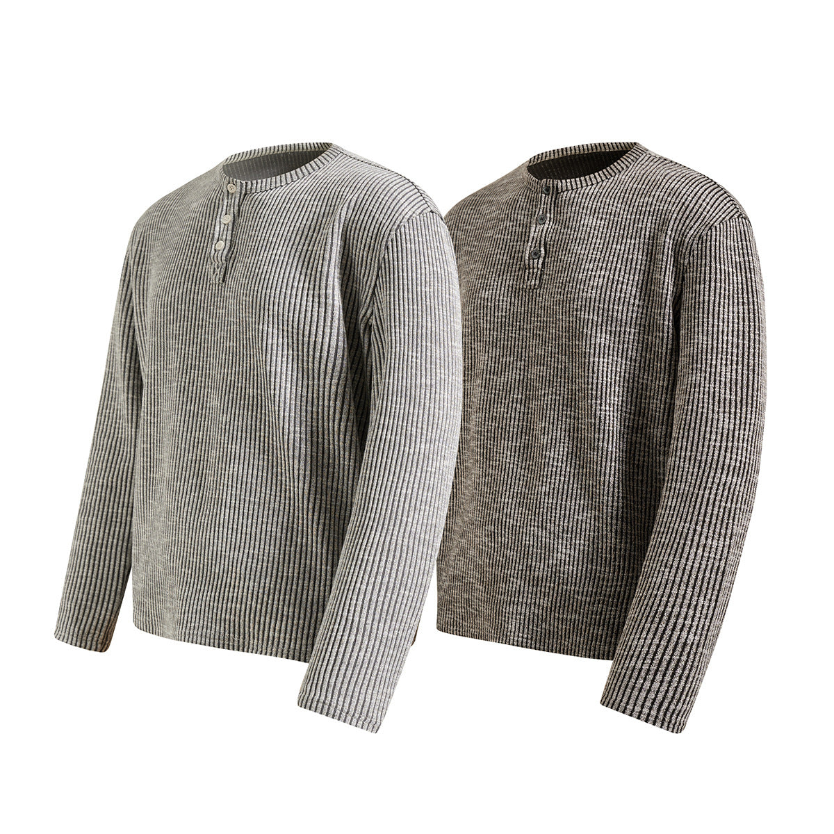 Men's Ribbed Henley Long Sleeve Tee – Vintage Old Money Style