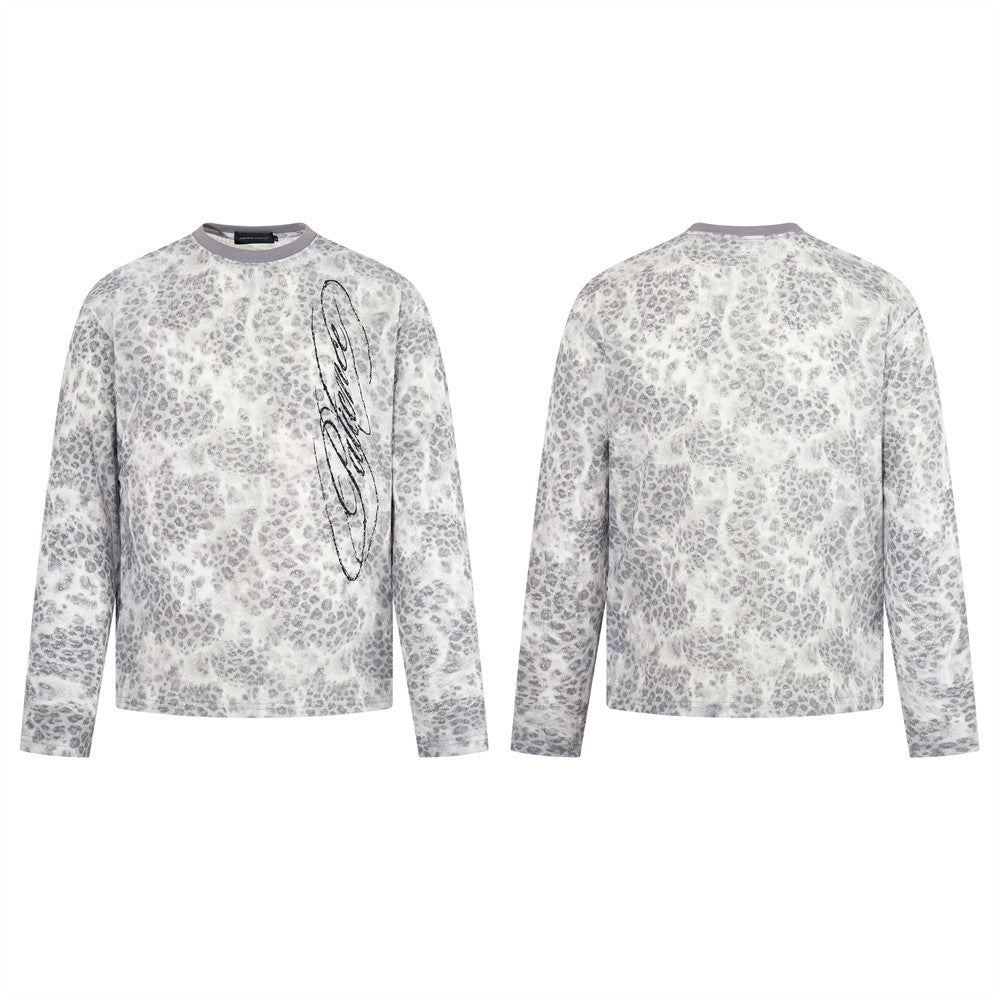 Leopard Print Long Sleeve T-Shirt – Relaxed Fit Crew Neck