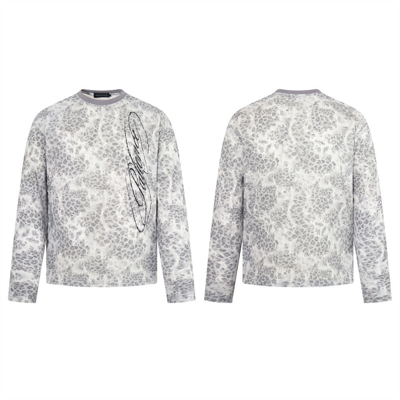 Leopard Print Long Sleeve T-Shirt – Relaxed Fit Crew Neck