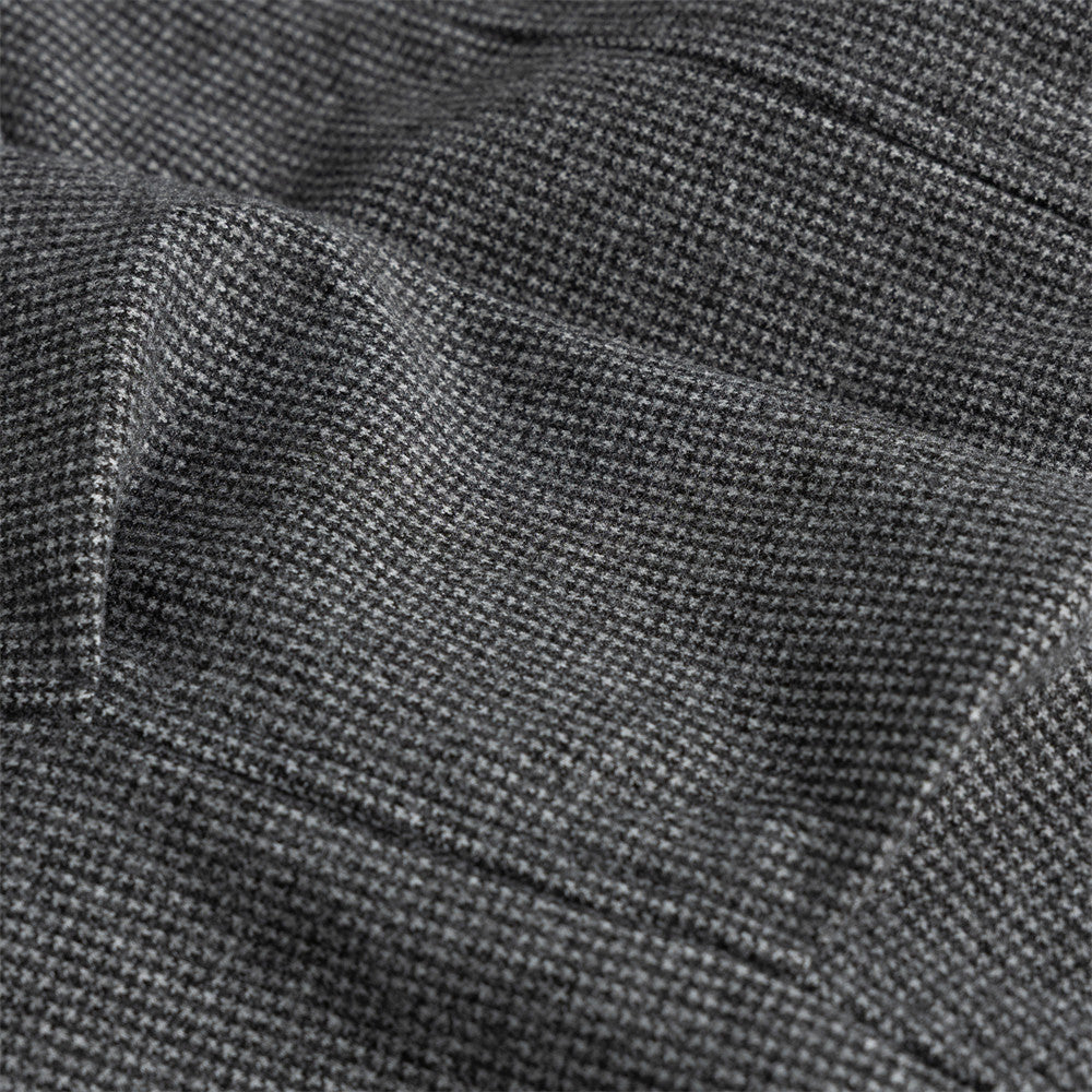 Men's Houndstooth Wool-Blend Bomber Jacket with Leather Collar & Cuffs