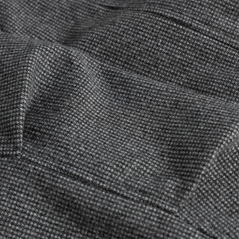 Men's Houndstooth Wool-Blend Bomber Jacket with Leather Collar & Cuffs