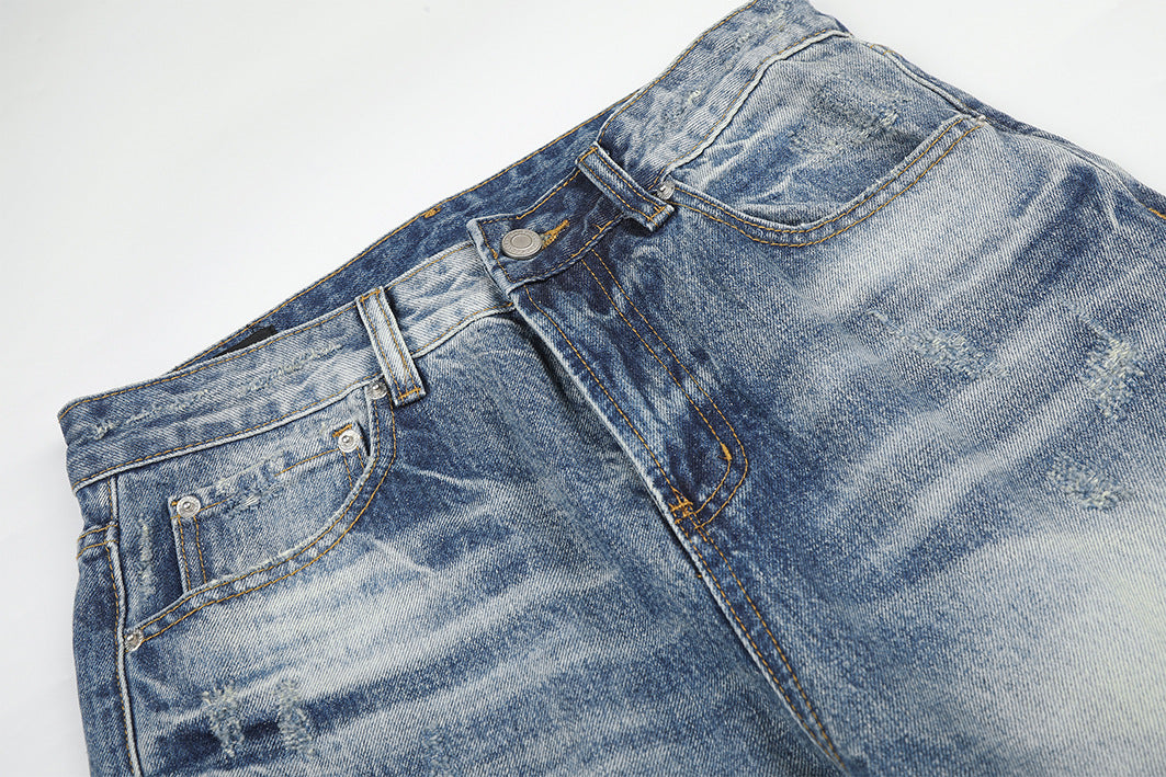 Jean baggy délavé clair – Pantalon droit en denim délavé, jambes larges et détails usés