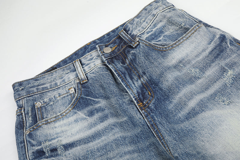 Jean baggy délavé clair – Pantalon droit en denim délavé, jambes larges et détails usés