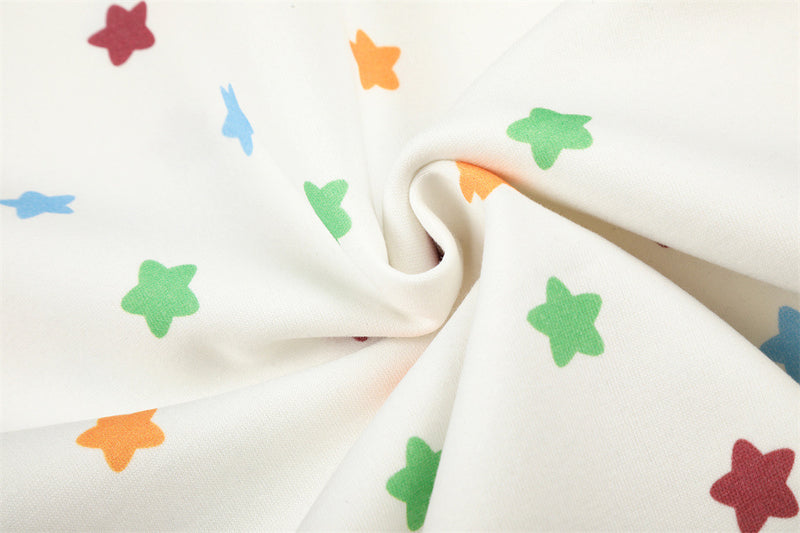 Hoodie zippé homme à imprimé étoiles colorées et capuche en fausse fourrure — Oversize hip-hop