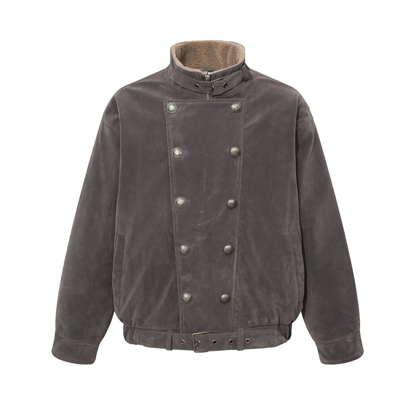 Herren-Doppelreiher – Vintage-Military-Bomberjacke mit Sherpa-Kragen