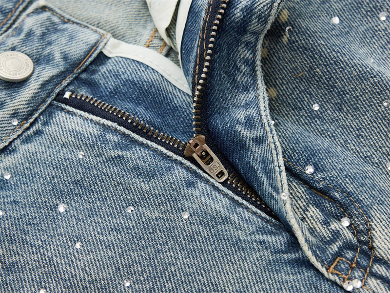 Wide-Leg Paint Splatter Jeans – Men's High-Street Light Blue Washed Denim