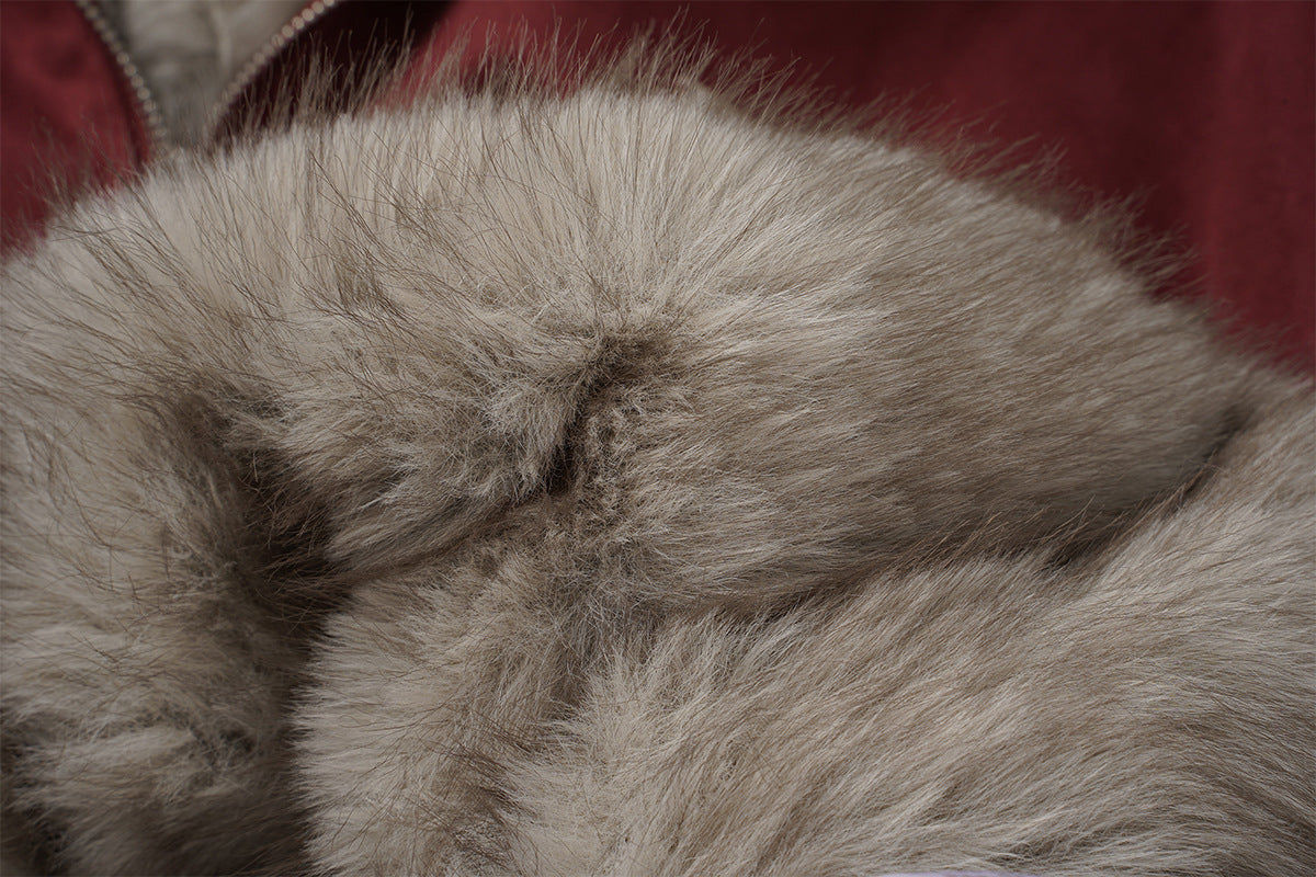 Bomber en suédine avec capuche en fausse fourrure – Manteau d’hiver oversize