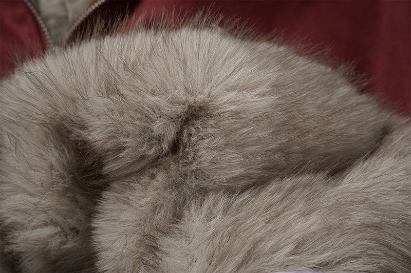 Bomber en suédine avec capuche en fausse fourrure – Manteau d’hiver oversize