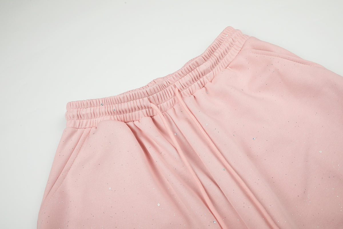 Wide-Leg Sweatpants with Glitter Speckle Fabric & Script Graphic