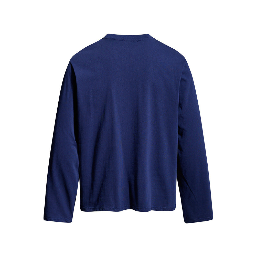 Gothic Letter Print Long Sleeve Tee – Relaxed Fit Crew Neck Graphic Shirt