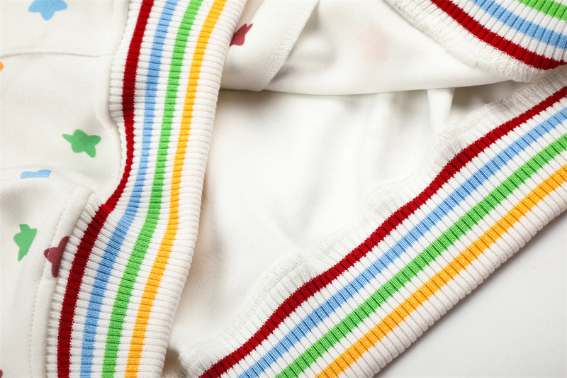 Hoodie zippé homme à imprimé étoiles colorées et capuche en fausse fourrure — Oversize hip-hop