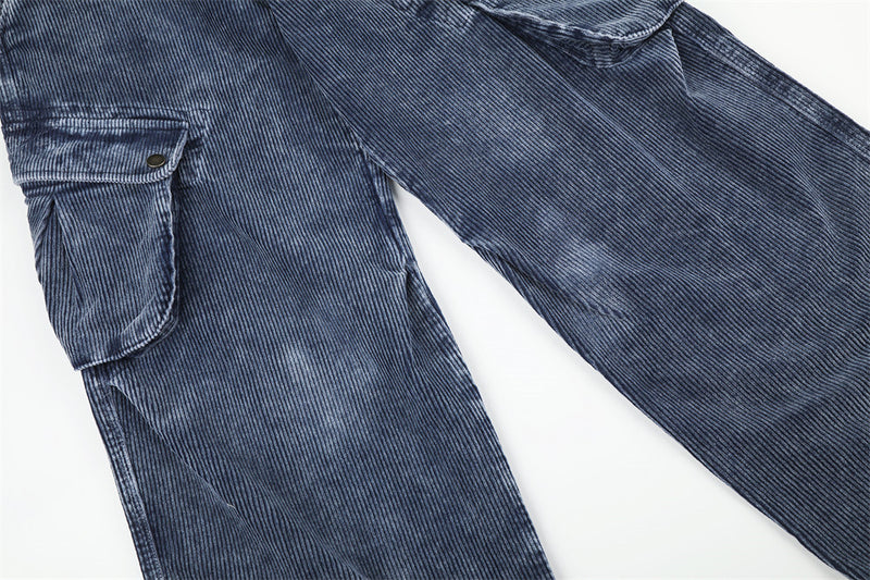 Herren-Cargohose aus Cord – Weites Bein, viele Taschen, Vintage-Washed-Look