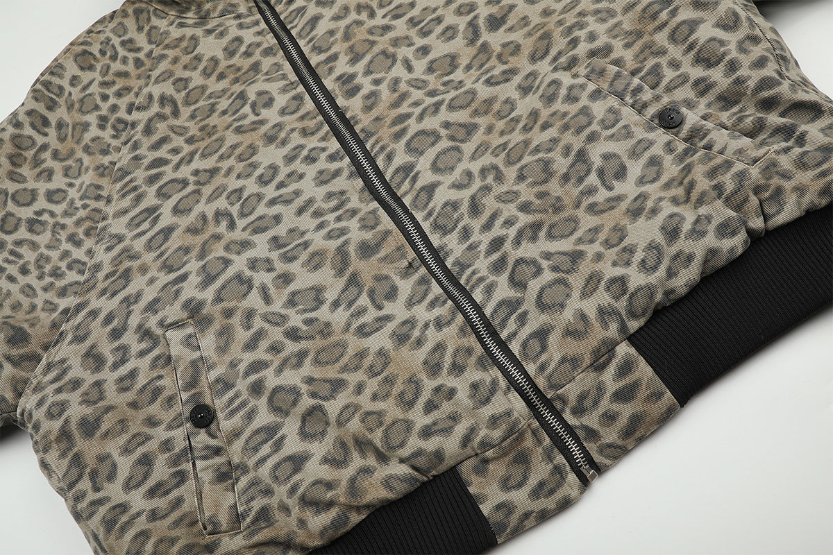 Reversible Faux Fur & Leopard Print Bomber Jacket – Oversized Retro American