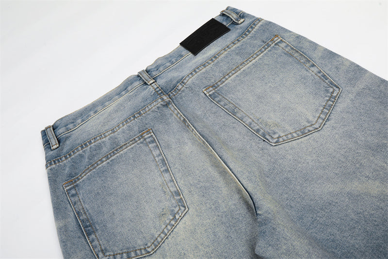 Wide-Leg Straight Jeans – American Vintage Washed Denim