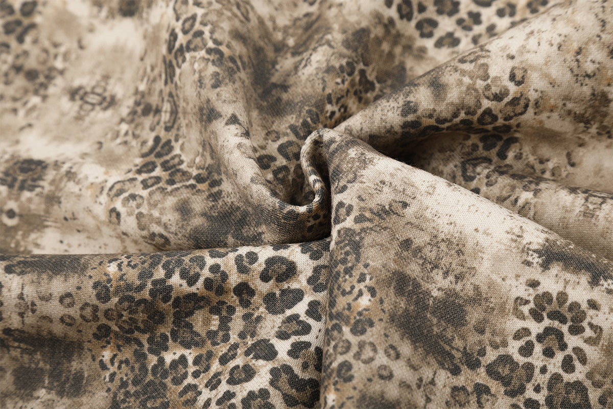 Hoodie mit Reißverschluss, Leopardenprint und Drei-Streifen-Detail