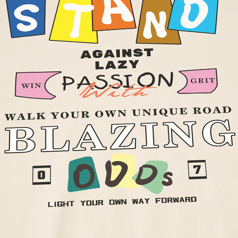 Oversized Graphic Print Crew Neck Sweatshirt – Stand Blazing Odds Design