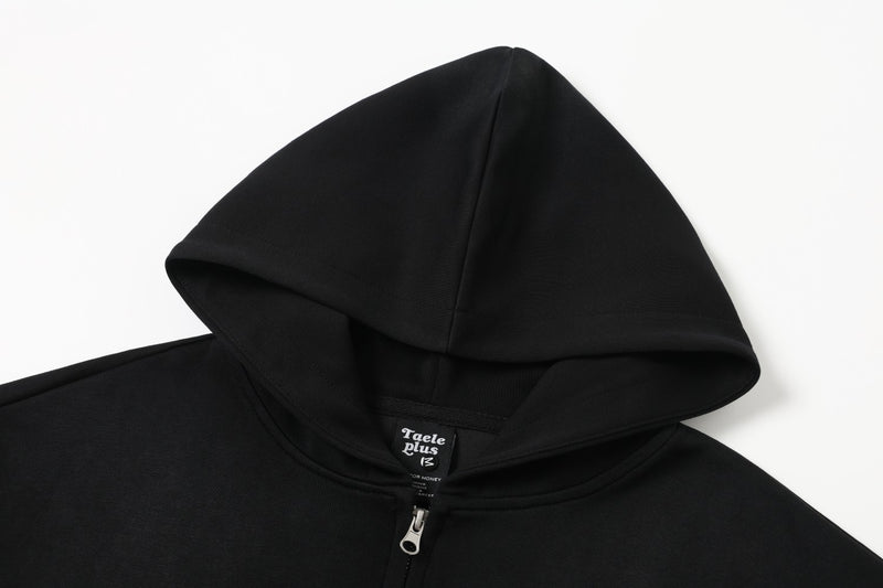 Zip-Hoodie mit aufgesticktem Einhorn und Badge-Patches – Gewaschener Farbverlauf
