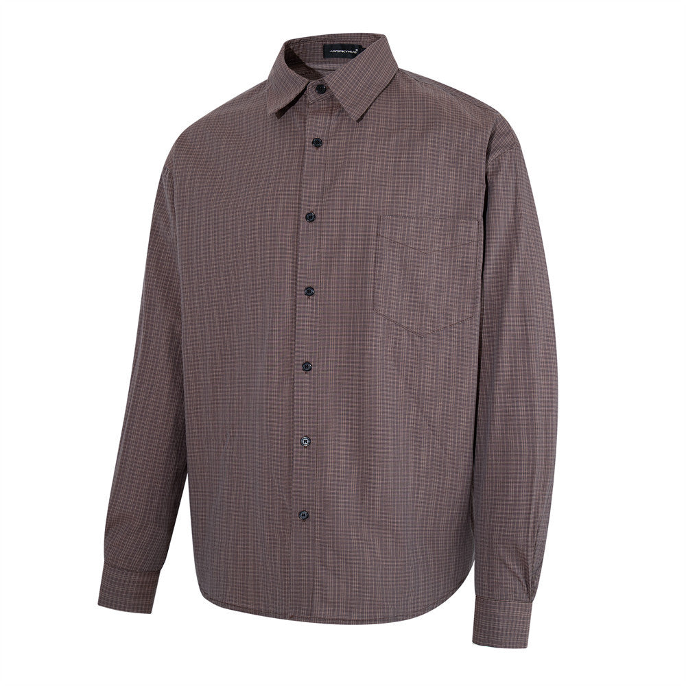 Men's Plaid Long-Sleeve Shirt – Relaxed Fit Button-Up with Chest Pocket