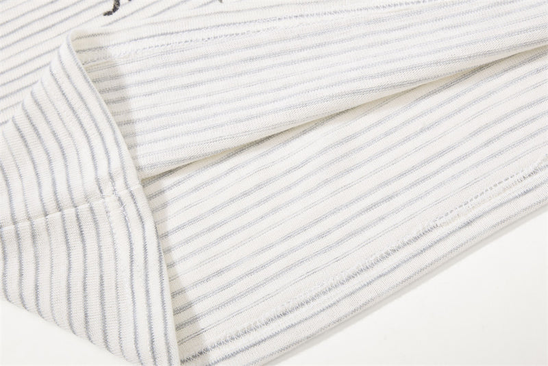Striped Shirt Long Sleeve Men's Henley with Abstract Butterfly Graphic