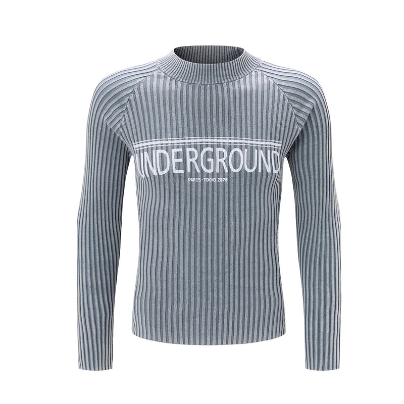 Underground Ribbed Crew Neck Sweater – Washed Slim-Fit Knit Top