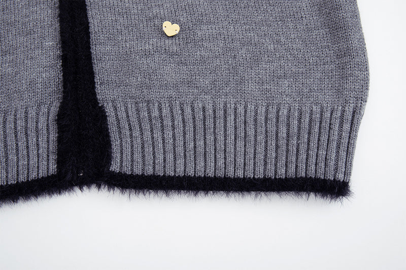 Gilet en maille zippé avec ornements cœur et étoile