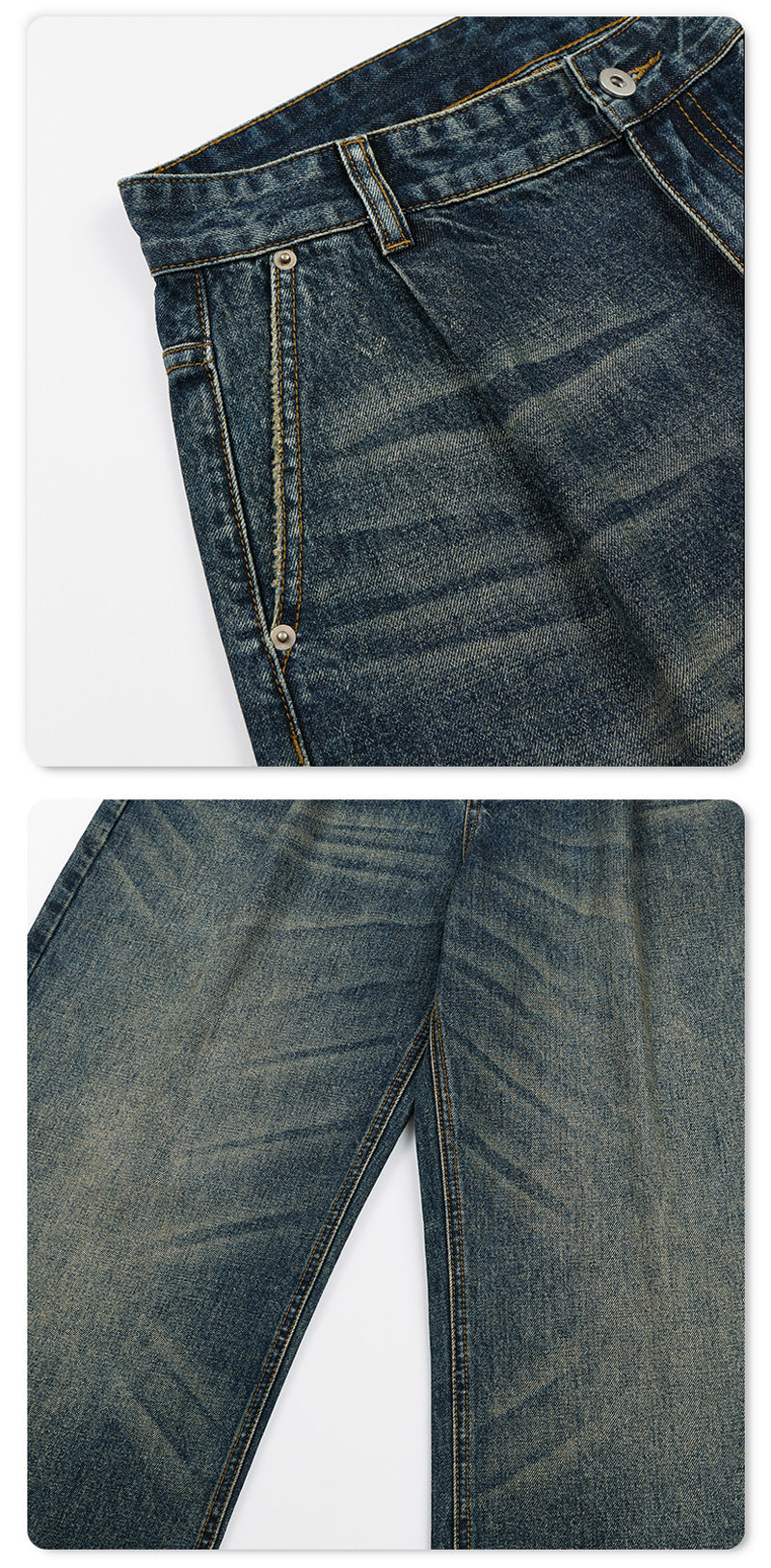 Jean baggy bleu homme – Coupe droite et large délavée vintage