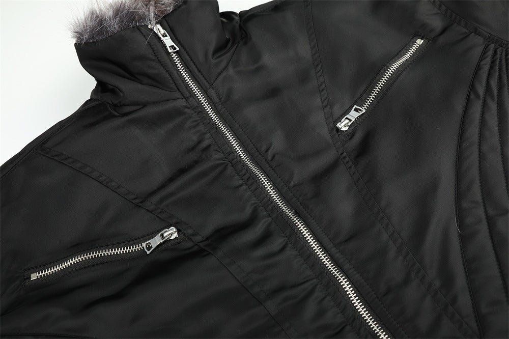 Faux Fur Collar Padded Bomber Jacket – Quilted Stitch Detail Men's Winter Coat