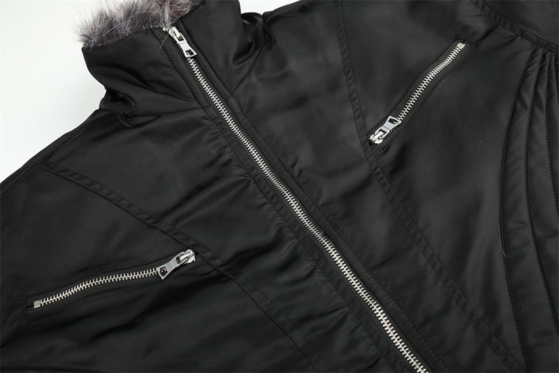 Faux Fur Collar Padded Bomber Jacket – Quilted Stitch Detail Men's Winter Coat
