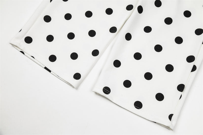Polka Dot All-Over Print Pullover Hoodie & Wide-Leg Sweatpants Set