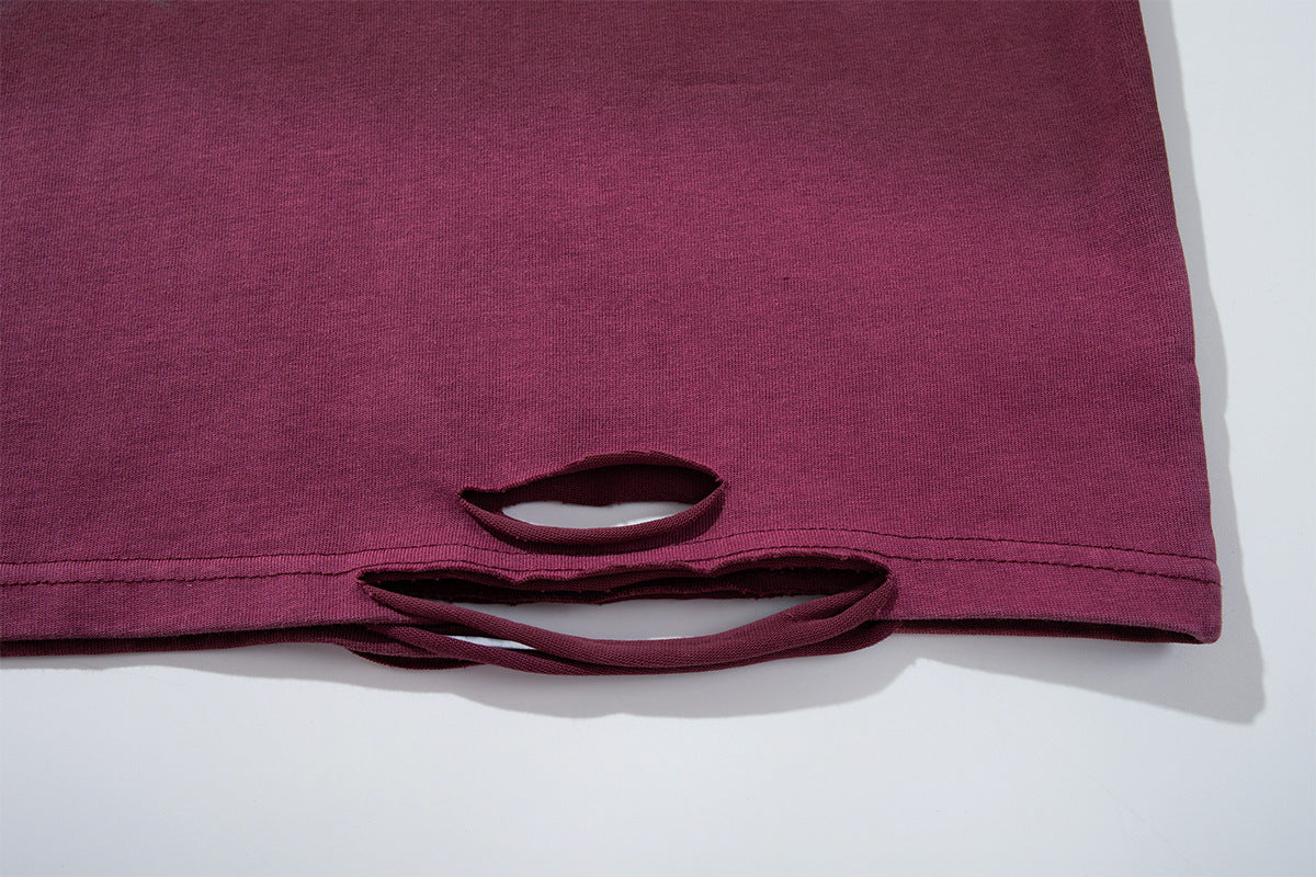 T-shirt manches longues effet superposé Flame 17 – Bas délavé, clous