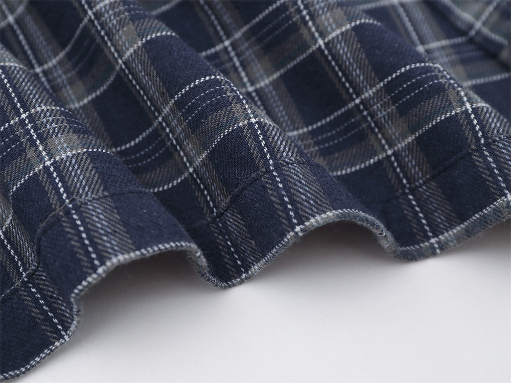 Plaid Long Sleeve Button-Up Shirt – Oversized Vintage Washed Flannel