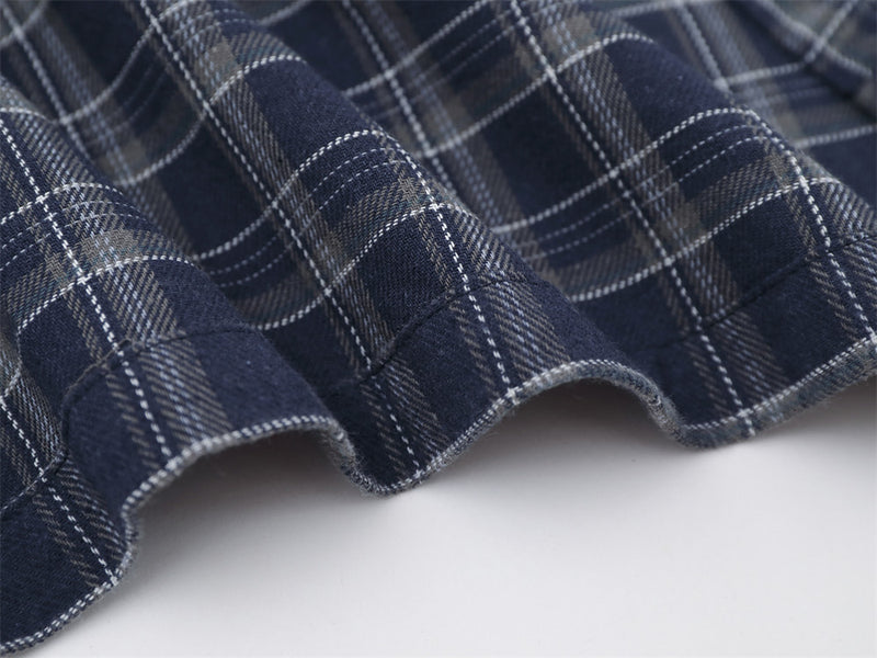 Plaid Long Sleeve Button-Up Shirt – Oversized Vintage Washed Flannel