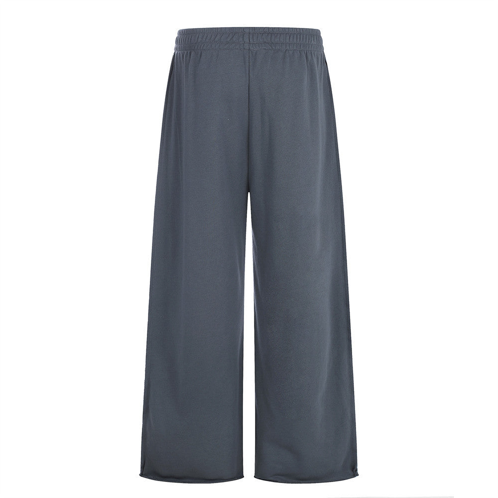 Wide-Leg Sweatpants with Embroidered Number Graphic