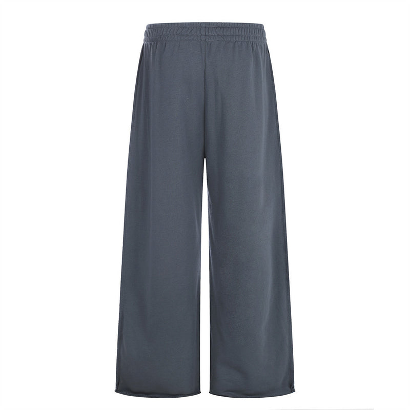 Wide-Leg Sweatpants with Embroidered Number Graphic