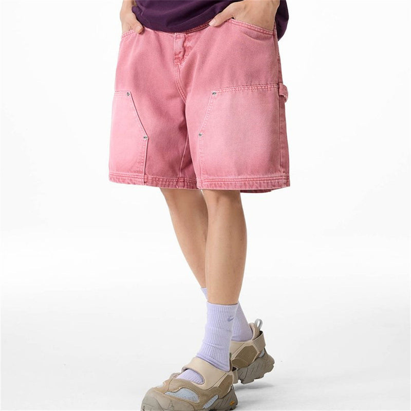 Baggy-Denimshorts für Herren – gewaschene Carpenter-Style-Jeansshorts für Streetwear