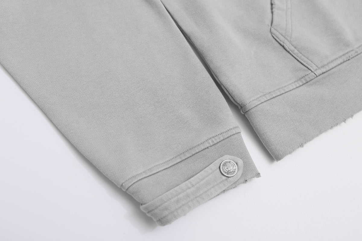 Military Napoleon Zip-Up Hoodie – Washed Vintage Fleece Cardigan
