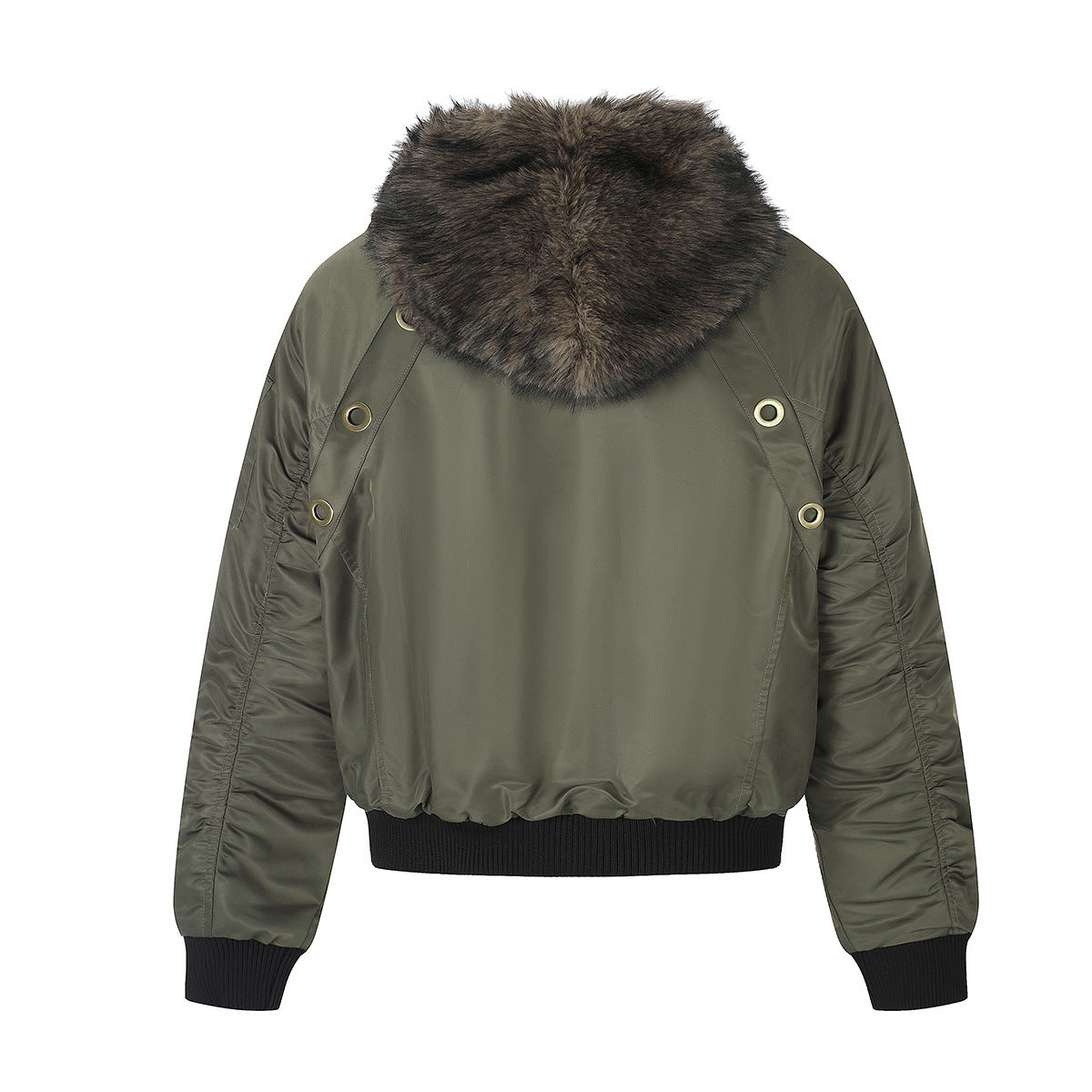 Bomber Jacket with Hoodie Faux Fur Lined Flight Jacket