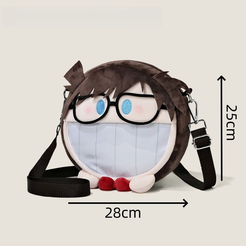 Detective Conan Edogawa Conan Plush Shoulder Bag – Fun Anime Design with Transparent Mouth Pocket