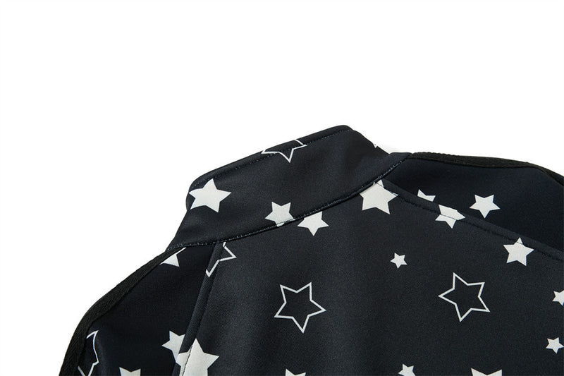 Veste zippée sportive à col montant et imprimé étoiles — Survêtement streetwear oversize