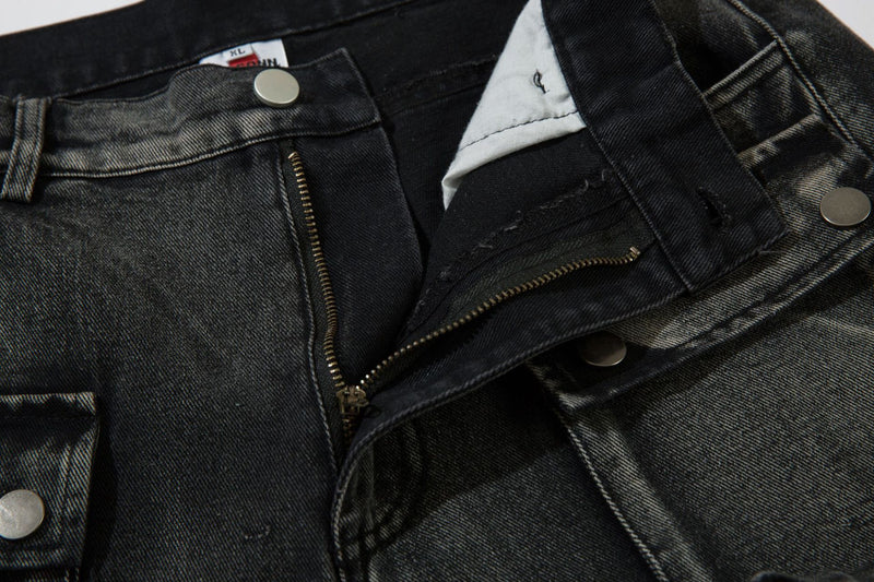 Wide-Leg Cargo Jeans with Barbed Wire Embroidery – Baggy Streetwear Denim