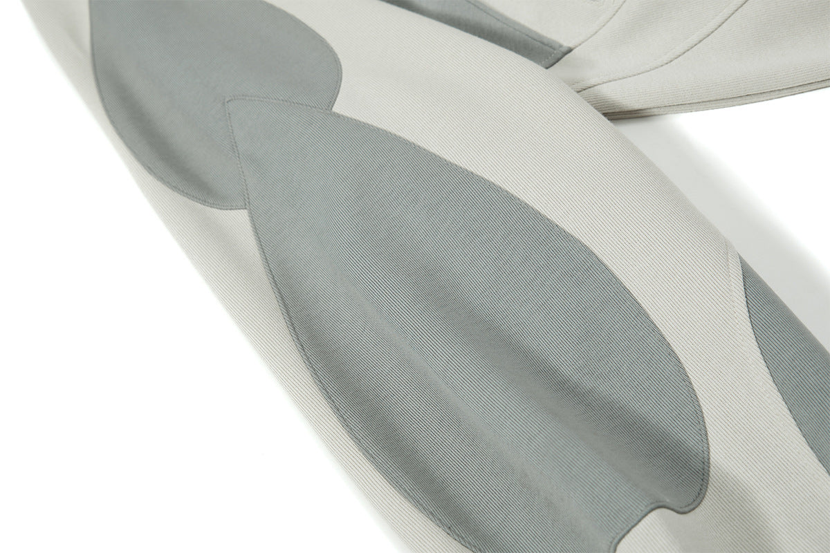 Oversize-Patchwork-Hoodie – grauer, zweifarbiger Streetwear-Pullover