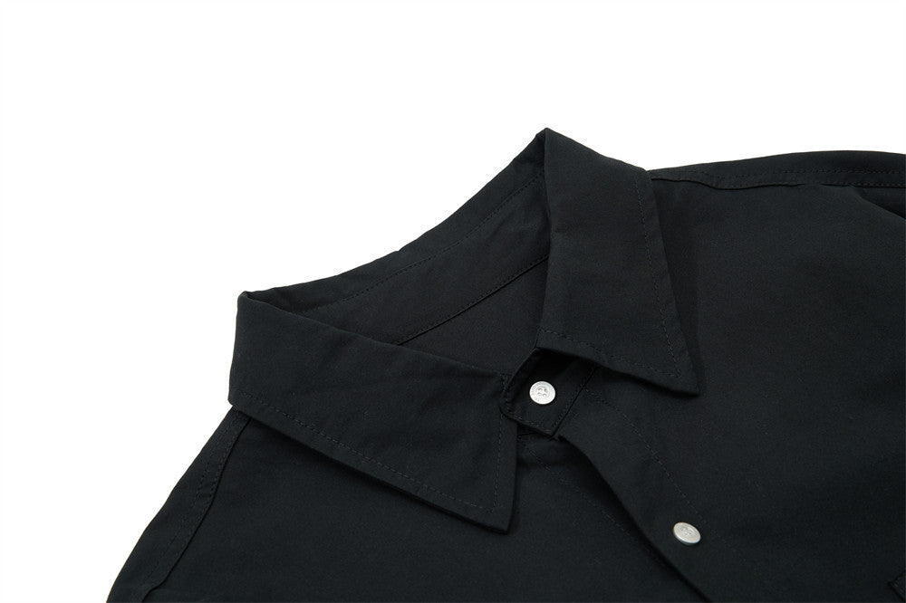 Oversize-Herrenhemdjacke mit plissierten Ärmeln und Druckknöpfen